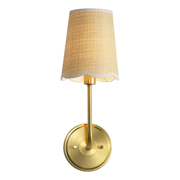 Lila Traditional Coastal Scalloped Fabric Shade/Metal LED Vanity Light